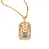 Colgante de Nicho Estilo Europeo y Americano Acero Inoxidable Chapado en Oro de 18K Aceite Goteando Lleno de Diamantes Doce Constelaciones Collar Cuadrado Colorido para Mujer
