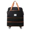 Bolsa de viaje para mujer, bolsa de mano de gran capacidad con ruedas universales, bolsa de almacenamiento de viaje plegable ligera con ruedas