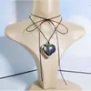 Joyería Transfronteriza Europea y Americana Cadena de Terciopelo para Clavícula Colgante Grande de Corazón Collar de Hilo de Cera Ajustable Deslizante