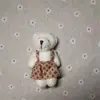 Mini Brinquedo de Pelúcia Pequeno Urso Articulado Xadrez Preto e Branco Roupas Acessórios de Cabelo Decorações de Material 4cm Pronto para Venda