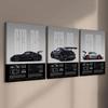 Amazon Porsche Gt3 Rs Pintura Decorativa Tríptico de Coche Estilo Análisis Mecánico Sala de Estar Arte para Fans de Coches Pintura para Colgar