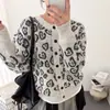 Cárdigan suéter de punto con estampado de leopardo y cuello redondo para mujer, nuevo diseño otoño/invierno 2026, prenda exterior de punto suave y cómoda
