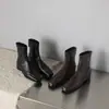 Versión de cuero suave~Botines de tacón grueso estilo Maillard para mujer 2026 botas de cuero tacones altos Botas Martin botas ajustadas para mujer