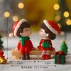 Adornos de micropaisaje con dibujos de pareja navideña, adornos DIY, manualidades decorativas de plástico, adornos pequeños creativos de escritorio