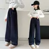 Jeans para Niña Estilo Nuevo Primavera y Otoño, Pierna Ancha, Corte Recto Moderno, de Cintura Alta para Niñas Mayores