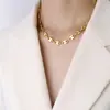 Diseño Frío Francés Simple Cadena de Nariz de Cerdo Puntada de Cadena Collar Pulsera Acero de Titanio Oro de 18K Juego de Joyas