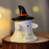 Adornos de Resina de Fantasma Lindo de Halloween, Adornos Pequeños de Dibujos Animados con Sombrero de Bruja, Decoraciones de Halloween para Escritorio y Fiesta