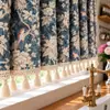 Cortinas Florales Estilo Retro Francés Americano Dormitorio Sala de Estar Balcón Ventana Saliente Cocina Cortinas Blackout Media Cortinas Cortinas de Puerta Cortinas Pequeñas Cortas