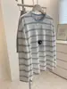 Talla Grande 300 Jin Hermana Gordita Principios de Otoño Rayas Frescas Manga Larga Top Holgado Delgado Transpirable Capa Interior Ropa Exterior Camiseta Mujer
