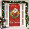2026 Nova Cortina de Porta Banner de Natal Decoração de Fundo para Fotos ao Ar Livre com Papai Noel e Filhote
