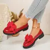 Sapatos Mary Jane de Couro Novo Transfronteiriços com Solado Grosso para Mulheres Color Block Laço Grande Estilo Britânico Retrô Sapatos de Salto Único Sapatos Femininos Plus Size
