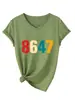 Amazon eBay sitio independiente moda versátil mujer cuello en V 8647 colorido hueco número manga corta camiseta camiseta básica