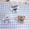 Chaveiro de Pelúcia de Cachorro de Óculos Pingente para Mochila de Estudante Pingente de Bolsa de Boneca Cartoon Decoração de Roupa