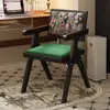Taburete de tocador de imitación madera vintage, Silla Chandigarh retro simple, Silla para tocador de dormitorio de niñas con respaldo