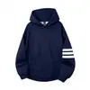 Comercio Exterior Transfronterizo Alta Calidad Sudadera con Capucha de Algodón 320g Unisex Retazos Rayas de Tres Barras Tallas Grandes Ropa Exterior