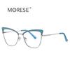 Marco de gafas ópticas nuevo transfronterizo ojo de gato combinación de color de cejas gafas anti luz azul 3035 mortero abierto punto marco europeo y americano