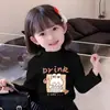 Y2005# Camiseta de Otoño para Niña Manga Larga Camiseta Básica De Terciopelo Cuello Semi-alto Ropa de Otoño Infantil Camiseta Cálida con Forro de Felpa