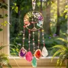 Fragmentos de Cristal Crudo Hecho a Mano con Alambre Envoltura Alambre de Cobre Árbol de la Vida Colgante Decoración de Pared para el Hogar Carrillón de Viento
