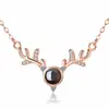 Un ciervo tiene tu collar, cadena de plata para clavícula de moda, 100 idiomas, te amo, trémolo, proyección del mismo colgante de moda en internet