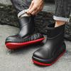 Novos Sapatos de Água Masculinos Elegantes de Cano Médio Impermeáveis Antiderrapantes para Exterior com Forro de Lã, Quentes Versátil Japonês À Prova de Chuva Transfronteiriço