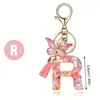Llavero de moda con letras rosas, lentejuelas de amor, borla de mariposa, llavero, accesorios de colgante de epoxi de cristal para damas