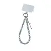 Colgante de cadena para teléfono de cristal cuadrado, de alta gama y a la moda, cadena de mano hecha a mano con cuentas, accesorio para funda de teléfono, cordón para teléfono