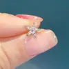 Pendientes de Flor de Cinco Pétalos con Diamantes de Colores Transfronterizos Europeos y Americanos con Piedra Marquise para Mujer, Zirconia Floral de Diseño Nicho, Rosa de Moda Incrustada con Diamantes