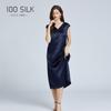 Nova Saia Longa de Seda de Amora 100% Atacado Elegante Alças de Ombro Alargadas Sem Mangas Vestido de Seda Pesada Feminino