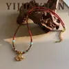 Original Nuevo Estilo Chino Moda Cuentas de Arroz Rojo Circonita Elefante Collar Lujo Accesible Nicho Gama Alta Elegante Versátil Joyería