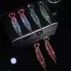 Aretes Largos con Borla en Forma de Corazón de Cristal Brillante Premium DINGKA Aretes de Diamante Brillante de Lujo Premium Aretes de Cobre