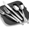 Faca, garfo e colher de aço inoxidável, talheres ocidentais para bife, conjunto de três peças, cabo de rocha retrô desgastado, quatro peças principais, colher