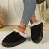 Zapatillas de Invierno de Felpa con Capucha y Piel para Mujer Zapatos de Ante Sintético Suela Gruesa Zapatillas de Algodón Calientes Comercio Exterior Talla Grande Perezosas Nieve