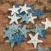 Estrellas de mar con conchas hechas a mano para manualidades, estilo mediterráneo, piezas de madera, colgantes para decoración del hogar, ropa para niños, accesorios para suéteres, botones de madera