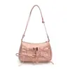 Bolso de Hombro Cruzado para Mujer Estilo Coreano de Nicho con Pliegues y Lazo, Nuevo de Verano 2025, Casual, Versátil, para el Trabajo