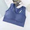 Roupa íntima esportiva feminina sem fio com push-up à prova de choque com bojo alça externa alça interna top cropped para yoga anti-exposição