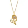Collar de Acero de Titanio con Flor Giratoria para Transmisión en Vivo de Celebridad de Internet, Diseño de Nicho, Simple y de Moda, Joyería de Cadena para Clavícula Estilo Retro