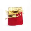 Bolsas de Veludo Vermelho e Preto com Cordão e Acabamento Dourado para Atacado, Sacos Impermeáveis para Doces de Halloween