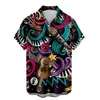 Verano Europeo y Americano Nueva Moda Estilo Hong Kong Camisa de Hombre Estampado Digital Casual Manga Corta Ropa de Hombre Venta Directa de Fábrica