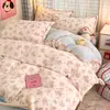 Juego de Cuatro Piezas de Terciopelo de Leche Cálido de Invierno Espeso Coral Fleece Franela Funda de Edredón Juego de Tres Piezas para Dormitorio de Estudiante