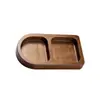 Plato Sazonador de Madera de Acacia Plato Dividido Hogareño Madera Maciza Snack Olla Caliente Barbacoa Plato de Tres Compartimentos para Salsa Snack