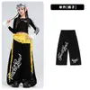 Figurino de jazz infantil, top cropped com decote de renda, conjunto de roupa de dança preto, traje de performance de jazz street dance para meninas