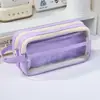Lápis transparente Estojo 5 camadas portátil de grande capacidade Escola secundária primária Menina Lápis de alto valor de cor Papelaria Caso Dor Bolsa Lápis Caso