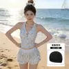 Novo maiô feminino de duas peças para o verão com estampa de frutas, estilo puro e desejável, elegante e modelador, perfeito para férias e fontes termais