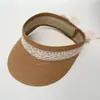 Chapéu de Verão Estilo Coreano para Bebê Sem Topo Chapéu de Sol para Bebê Chapéu de Sol de Palha com Proteção Solar de Renda Feminino Topo Vazio Guarda-Sol de Viagem