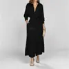 Ropa de Mujer Transfronteriza Europea y Americana 2026 Simple Casual Gabardina Larga de Solapa Manga Larga Bolsillos Cinturón Vestido