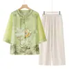 Camisa de Verano para Abuela, Ropa Estilo Chino, Traje de Verano para Madres de Mediana Edad y Mayores, Nuevo Estilo Blusa Holgada para Personas Mayores y Señoras