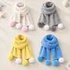 Cachecol Macio e Fofo Estilo Coreano com Pom-pom em Cor de Macaron para Mulheres, Outono/Inverno Espessado Proteção contra Frio Aquecimento, Cachecol de Tricô Fresco para Estudantes