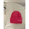 Gorro de punto de pelo de conejo color dopamina de doble inin para mujer, estilo holgado que estiliza el rostro, gorro cálido para cubrir la cabeza