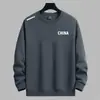 Camiseta de manga larga para hombre para otoño e invierno, marca de moda, corte holgado, engrosada, camiseta básica casual, sudadera estampada de cuello redondo para estudiantes jóvenes
