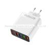Carregador USB 4 Portas com Display Digital 5V2.4A Adequado para Celulares Apple e Android Carregador USB Multi-Porta